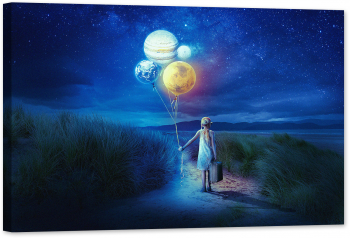 Tablou luminos in intuneric GlowforHome Iubeste-ti planeta 60 cm x 40 cm 
