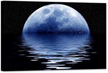 Tablou luminos in intuneric GlowforHome Luna peste mare 60 cm x 40 cm 