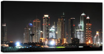 Tablou luminos in intuneric GlowforHome Marina din Dubai 120 cm x 60 cm 