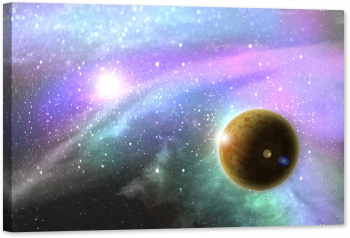 Tablou luminos in intuneric GlowforHome Nebuloasa Spatiului Fantezie spatiu cosmic profund planete univers 120 cm x 80 cm 