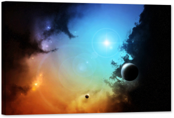 Tablou luminos in intuneric GlowforHome Nebuloasa Planetelor Galaxii si planete colorate spatiu cosmic univers 60 cm x 40 cm 