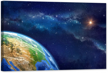 Tablou luminos in intuneric GlowforHome Pamantul in spatiul cosmic 120 cm x 80 cm 
