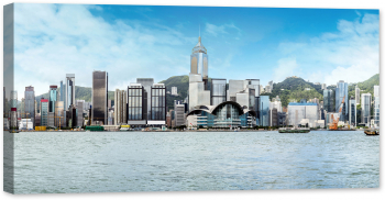 Tablou luminos in intuneric GlowforHome Panorama din Hong Kong de pe apa 120 cm x 60 cm 