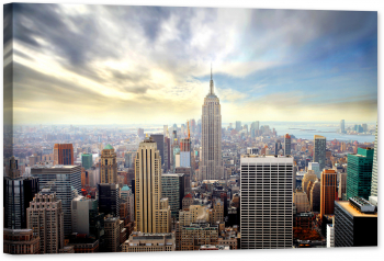 Tablou luminos in intuneric GlowforHome Panorama orasului Manhattan 120 cm x 80 cm 