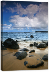 Tablou canvas luminescent luminos in intuneric GlowforHome Dualv-View rama lemn fosforescent Peisaj marin ocean stralucitor in Hawaii 