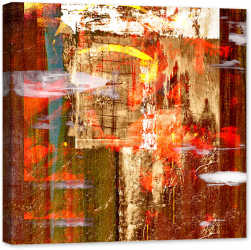 Tablou luminos in intuneric GlowforHome Pictura in ulei Imagine pictura Abstract colorat patrate si geometrie Vopsea rosie 80 cm x 80 cm 