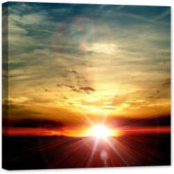 Tablou luminos in intuneric GlowforHome rasarit fantastic cu raze la orizont 60 cm x 60 cm 