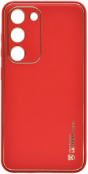 Husa eleganta din piele ecologica pentru Samsung Galaxy A04S cu accente aurii Rosu 