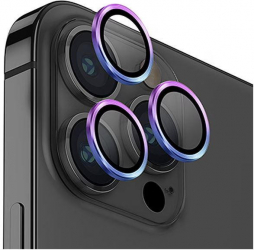 Sticla de protectie camere cu cadru din aluminiu pentru iPhone 14 Plus Rainbow 
