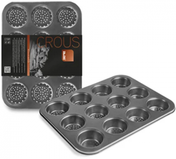 Tava briose Crous perforata Ibili otel 35x26x3 cm gri 