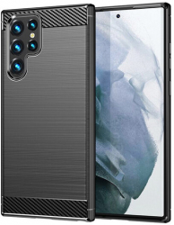 Husa Compatibila cu Samsung Galaxy S22 Ultra 5G Techsuit Carbon Silicone Negru