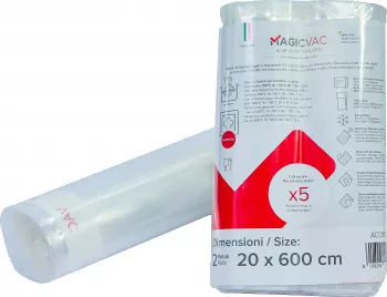 Set de 2 role folie pentru vidat universale Magic Vac 20 x 600 cm rezistente la rupere temperaturi inalte si microunde 