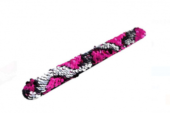 Bijuterie stralucitoare pentru cei mici - bratara cu paiete reversibile ajustabila si in culorile Fuchsia-Argintiu 