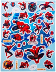 Caiet Evolium cu 200 de autocolante si stickere cu personaj Spider-Man de dimensiuni si modele diferite Multicolor