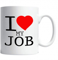 Cana alba personalizata & i love my job& INOVATIX® . 330ml 