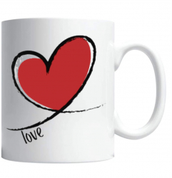 Cana alba personalizata & love and heart& INOVATIX® . 330ml 