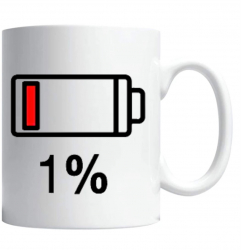 Cana alba personalizata & low battery& INOVATIX® . 330ml 