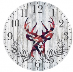 Ceas Evolium de perete lemn cu model Deer 30x3.5 cm Gri 