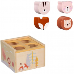Cub educativ din lemn - Jucarie Montessori pentru copii cu forme geometric 