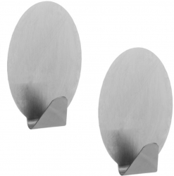 Cuiere multifunctionale ovale dimensiuni 8 x 5 cm pentru perete sau usa - Set de 2 bucati din Inox 