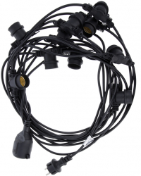 Ghirlanda luminoasa neagra de 12 metri cu 10 spatii pentru becuri LED E27 IP65 potrivita pentru interior si exterior 