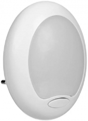 Lampa de veghe alba cu lumina colorata buton de pornire/oprire si dimensiuni de 8x10 cm realizata din plastic 
