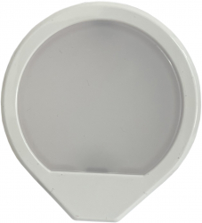 Lampa de veghe alba rotunda cu iluminare galbena realizata dintr-un mix de metal si plastic