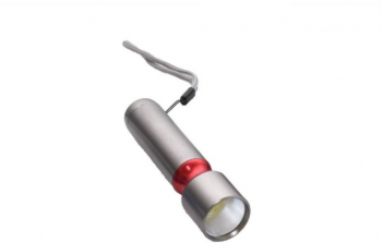 Lanterna Mini LED COB din metal functioneaza cu 3 baterii R3 marime 11 5 x 3 cm in culoarea Argintiu Rosu 