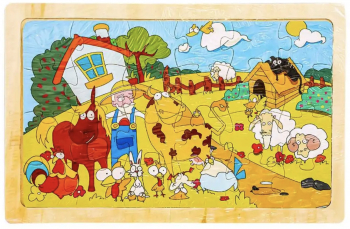 Puzzle de Lemn Educativ Ferma Animalelor 2 24 de Piese 