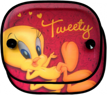 Set 2 parasolare auto cu imprimeu Tweety fixare cu ventuze 44x36 cm Multicolor - Protectie solara vesela si practica pentru masina ta 