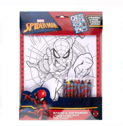 Set Genadis de desen Spiderman - Stickere 8 creioane cerate dimensiuni 21x26 cm Multicolor