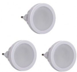 Set Lampi de veghe cu senzor si LED 3 bucati diametru de 5 cm fiecare confectionate din plastic alb 