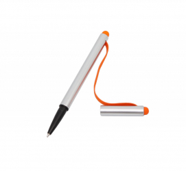 Stylus Portocaliu 2 in 1 Universal - Capac si elasticitate pentru touch screen la tablete telefoane sau laptopuri 