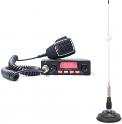 Pachet statie radio CB TTi TCB-550 EVO VOX Scan ecran multicolor 12-24V si antena PNI ML100 cu magnet 100 cm 26-30MHz 250W