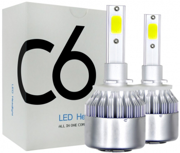 Set 2 LED-Uri Auto C6 H1 36w 3800 Lumeni 6500K 12-24 Volti COB 