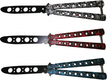 Set trei briceaguri de antrenament IdeallStore® Scared Skulls otel inoxidabil multicolor 