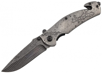 Briceag de vanatoare full metalic IdeallStore® Future Adventure otel inoxidabil 21 cm argintiu 