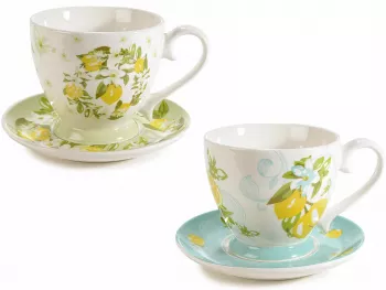 Set 2 cesti portelan decor Lamai 10.5x9.5 cm 400 ml 