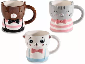 Set 3 cani ceramica 9.5x10 cm 430 ml 