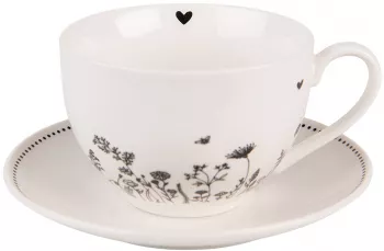 Set 4 cesti portelan bej negru 12x9x6 cm 14x2 cm 200 ml 