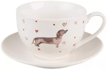 Set 4 cesti portelan Catelus 12x9x6 cm 14x2 cm 200 ml 