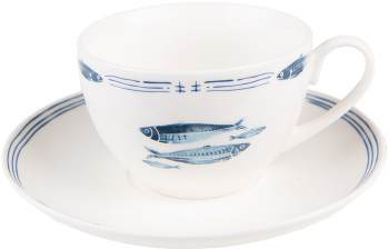 Set 6 cesti portelan alb albastru Pesti 12x6x6 cm 15x2 cm 250 ml 