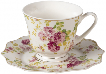 Set 6 cesti portelan Flowers 12x9x8 cm 16x1 cm 200 ml 