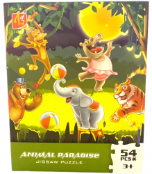 Puzzle educativ pentru copii 54 piese model animalute la circ multicolor 28 x 20 cm 