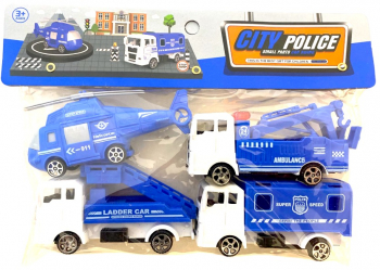 Set 4 masini de politie de culoare albastra 
