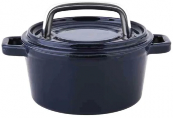 Oala mini Carl Schmidt Sohn-Alpen fonta emailata 14x6.8 cm albastru 