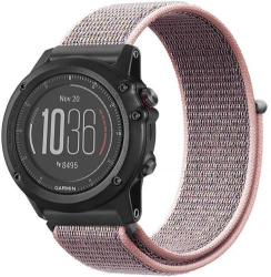 Curea ceas Smartwatch Garmin Fenix 7 / 6 / 5 Plus / 5 22 mm iUni Soft Nylon Sport Soft Pink 