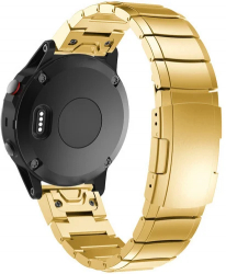 Curea ceas Smartwatch Garmin Fenix 7 / 6 / 5 Plus / 5 22 mm Otel inoxidabil iUni Gold Link Bracelet 