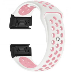 Curea ceas Smartwatch Garmin Fenix 7X / 6X / 5X Plus / 5X / 3 HR / 3 26 mm iUni Silicon Sport Alb-Roz pal 