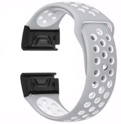 Curea ceas Smartwatch Garmin Fenix 7X / 6X / 5X Plus / 5X / 3 HR / 3 26 mm iUni Silicon Sport Gri-Alb 